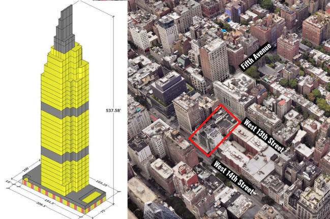 Village Preservation is continuing to rail against a planned luxury condo tower at 5 W. 13th St., with the support of a few local residents.