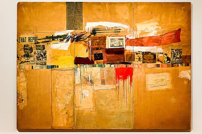 “Rebus” (1955), a highlight of “Robert Rauschenberg: Among Friends,” invites consideration about what inspired the artist and what he inspired. Photo: Adel Gorgy