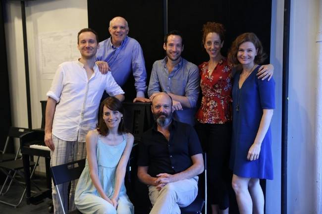Claire Brownell, standing far right, stars as Cosima Wagner in Allan Leicht's &#8220;My Parsifal Conductor,&#8221; opening at the Marjorie S. Deane Theater later this month. Also pictured, left to right standing, are Carlo Bosticco, Eddie Korbich, Logan James Hall and Alison Cimmet. Sitting are Jazmin Gorsline and Geoffrey Cantor. Photo: Carol Rosegg