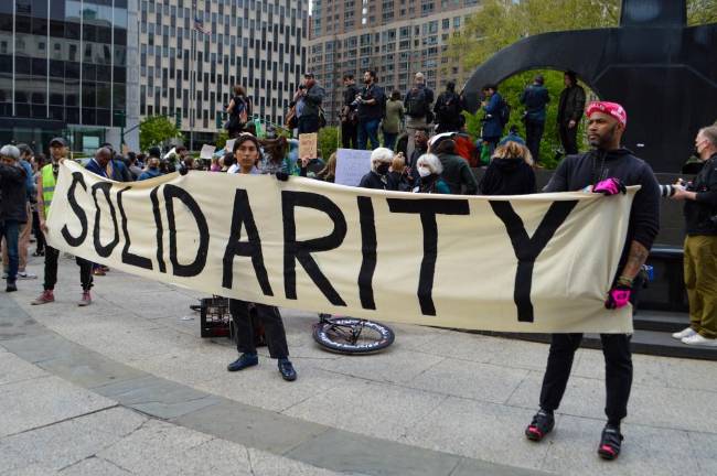 Pro-choice protesters gathered at Foley Square at 5 p.m. on Tuesday. Photo: Abigail Gruskin