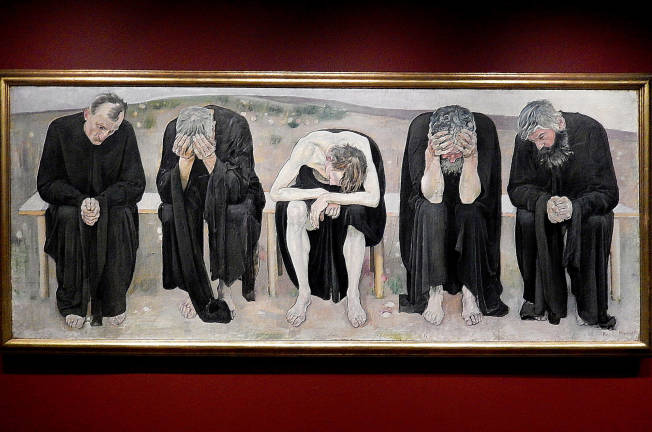 Ferdinand Hodler's "The Disappointed Souls" from 1892, like many Rose+Croix selections, presages later developments in art. Photo: Adel Gorgy