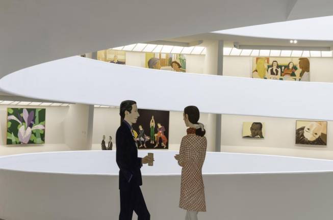 Installation view, “Alex Katz: Gathering,” Solomon R. Guggenheim Museum, October 21, 2022 – February 20, 2023. Photo: Ariel Ione Williams and Midge Wattles © Solomon R. Guggenheim Foundation, New York.