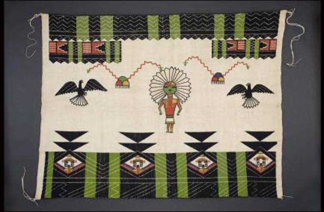 Infinity of Nations: Hopi Manta, Waalpi, Arizona, ca. 1900–1910, Cotton, wool, dye, National Museum of the American Indian. Photo: Katherine Fogden