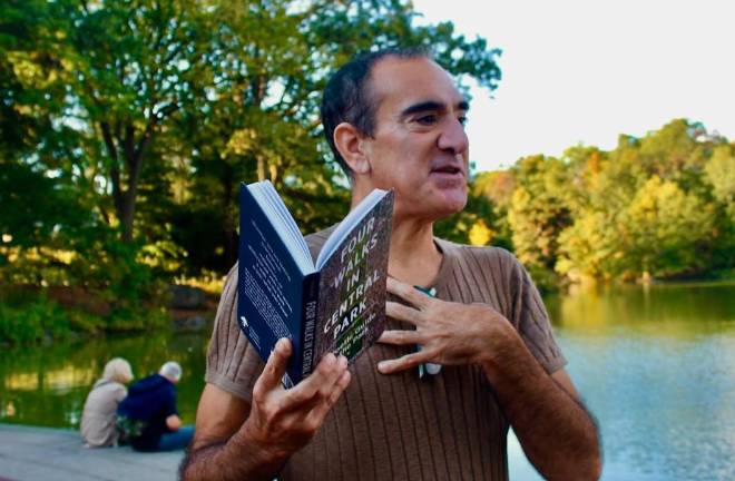 The poet Aaron Poochigian at Bethesdea Fountain in Central Park.
