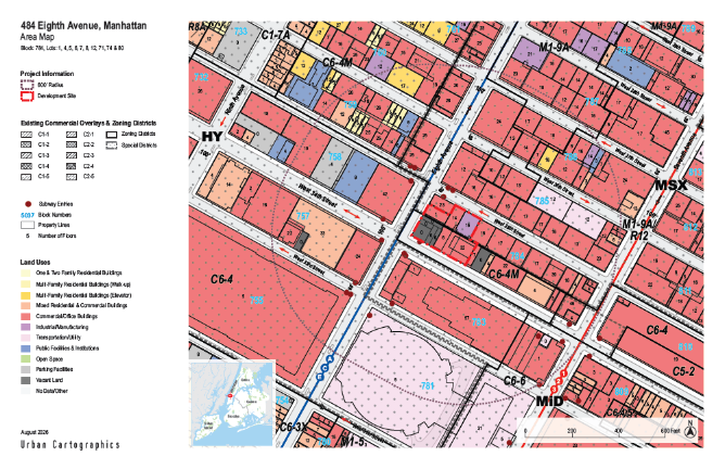A map included in Vornado’s application to waive zoning regulations depicts the Midtown blocks in question.
