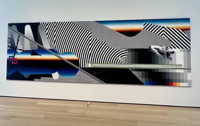 As well as honoring creative work by artists before the millennium, the AKG embraces its 21st-century self with works such as Optichromie 145 by Argentinian-Spanish artist Felipe Pantone. This 7-by-20-foot canvas redoes Op-Art with a contemporary twist, using 3D-modeling software to evoke girds and glitches of this amazing digital landscape. The AKG Gallery is always thinking both backward and forward when it comes to their acquisitions.