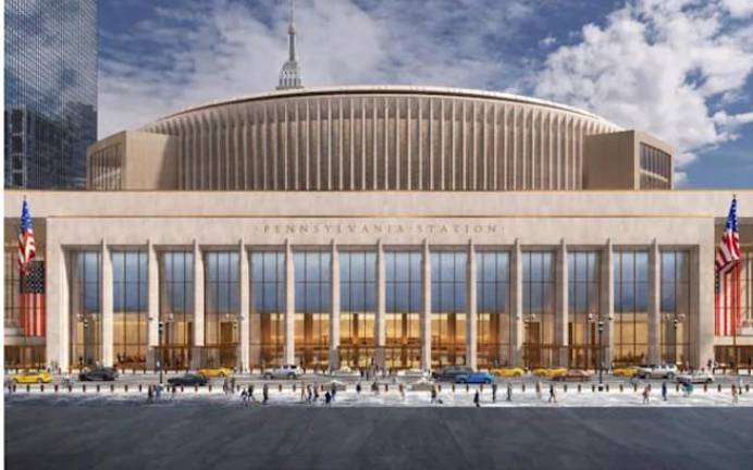 The consortium known as the Penn Transformation Partners released this rendering of what it envisions will be the new Penn Station with a classic, grand entrance facing Eight Avenue.