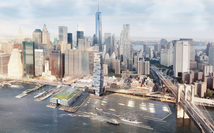 The luxury tower that Howard Hughes Corp. is looking to build at the South Street Seaport.