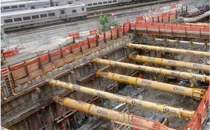 At the West 30th Street end of the LIRR’s John D. Caemmerer Yard, under the Hudson Yards complex, the Gateway Tunnel construction is evident.