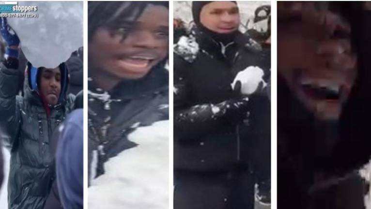 Police initially released two photos and then on Feb. 25 released the four photos above of suspects they said where responsible for throwing snowballs and ice balls at police in a snowball fight in Washington Square Park on Feb. 23 in the aftermath of the bliizzard.