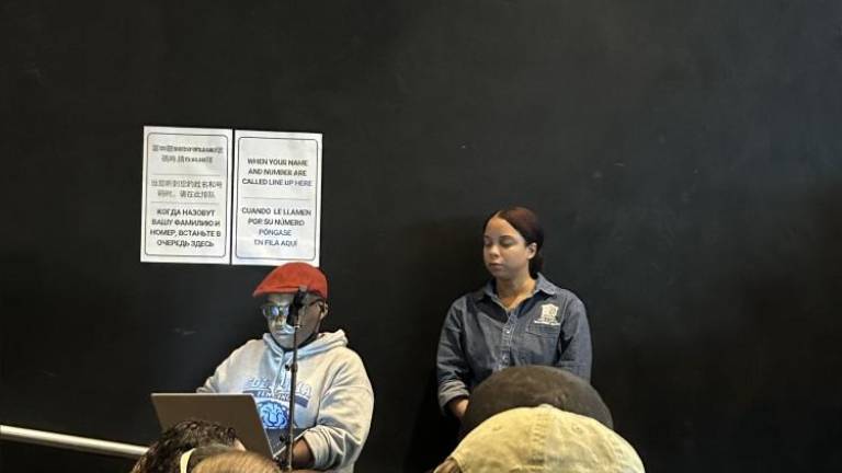 Simone Cadojas, a Chelsea resident speaking at Chelsea-Elliot Homes at 430 W 26th Street between ninth and tenth avenue on Wednesday, Feb 7. Photo Credit: Alessia Girardin.