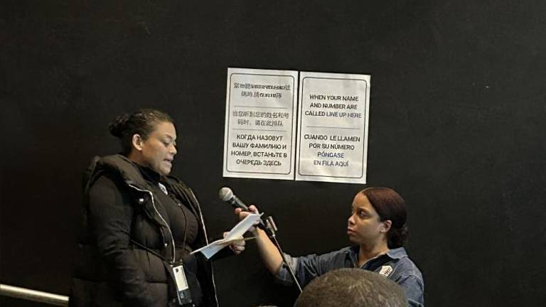 Maria Ortiz, a Chelsea resident speaking at the Chelsea-Elliot Homes at 430 W 26th Street between ninth and tenth avenue on Wednesday, Feb. 7. Photo Credit: Alessia Girardin.