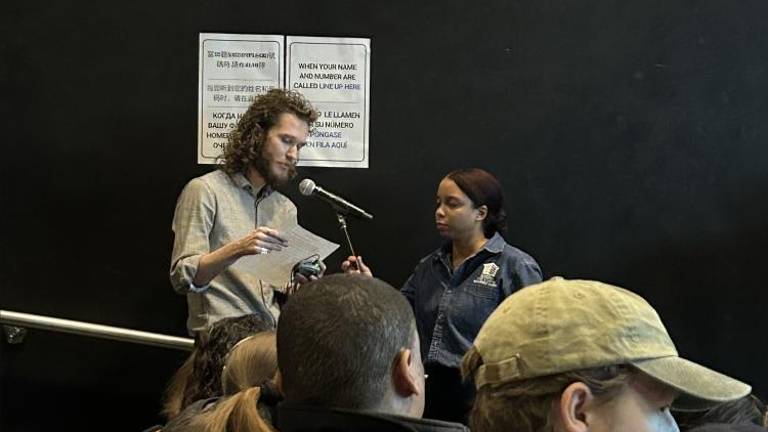 English-Spanish Translator for Carlos Vachon, a Chelsea resident for 18 years at Chelsea-Elliot Homes at 430 W 26th Street between ninth and tenth avenue on Wednesday, Feb 7. Photo Credit: Alessia Girardin.