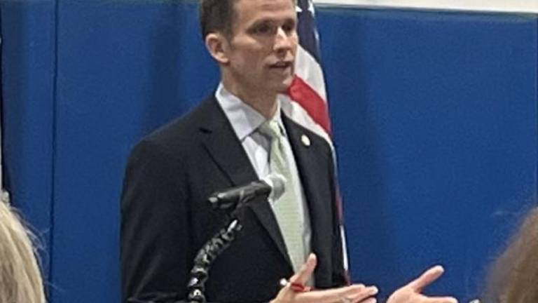 District 3 City Council Member Erik Bottcher, speaking at the West Side Work Coalition kickoff event.