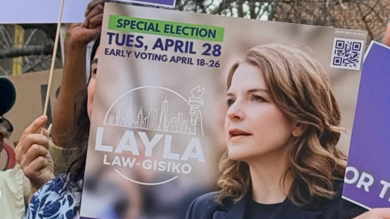 Layla Law-Gisiko (above center), who is running for City Council District 3, has survived a technical challenge to her ballot line that would have kicked her out of the race.