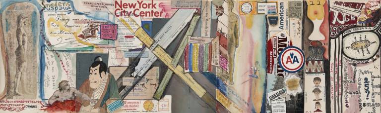 A wall mural created from a portion of Diary #5. Robbins&#x2019;s 24 diaries (1971-84) are shown together here for the first time. collage, 1973, Jerome Robbins. Jerome Robbins Dance Division, The New York Public Library for the Performing Arts