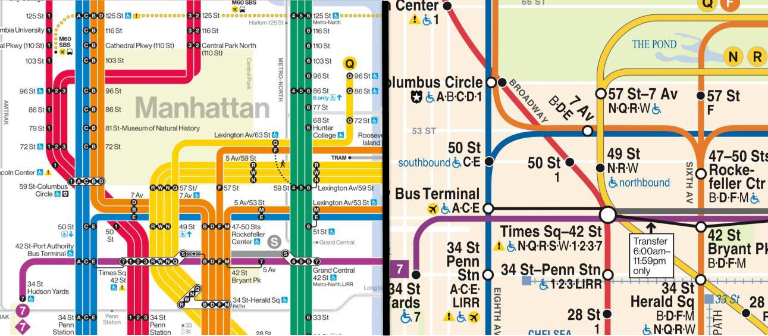 Old subway map (right), meet new subway map (left).