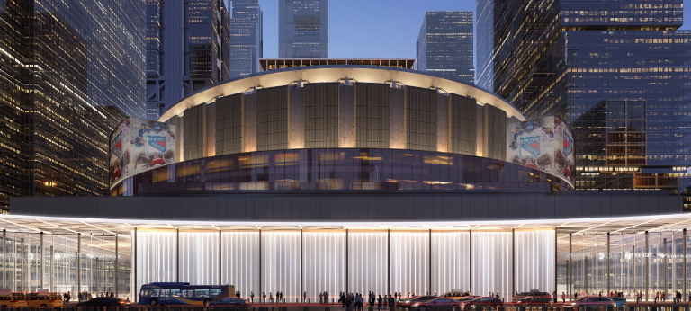 A big unresolved question is what to do about Madison Square Garden, above, which sits atop the Penn Station rail hub. It was given a five-year permit extension by the city, but moving it could take years and slow the rebuilding efforts of the station itself.