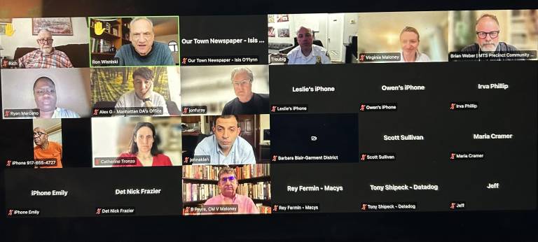The Midtown South Precinct community meeting held on zoom