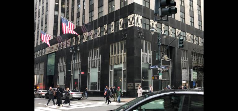 Karen’s personal favorite, the eye-catching black, white, and silver ornamented 275 Madison Ave. (1931).