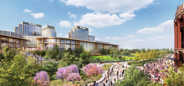 NYC came one step closer to receiving three casinos on Dec. 1, including a Hard Rock branch next to Citi Field (rendered above). Manhattan was not in the running, after local opposition killed multiple bids months ago.