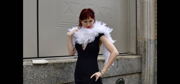Karen strikes an elegant pose at Substation 235.