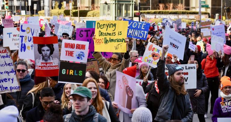 Protesters near Trump International Hotel and Tower. Photo: Alec Perkins, via flickr