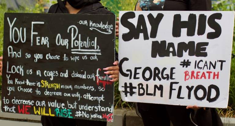 Protest signs.