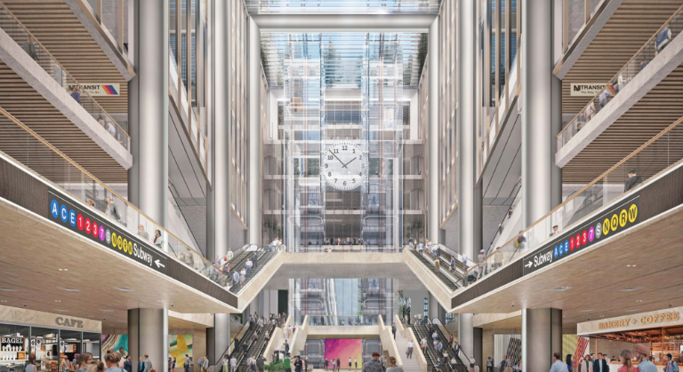 An interior rendering of the proposed Midtown Bus Terminal makeover.