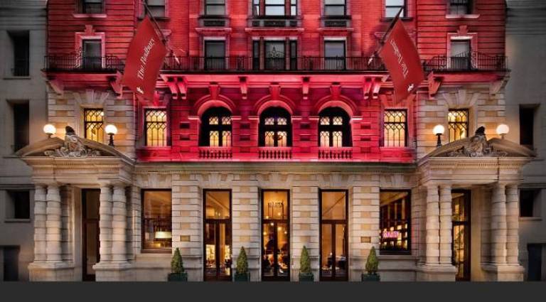 The landmarked Redbury Hotel, once one of the more prestigious small hotels in Manhattan, was converted to a migrant shelter in August, 2023.