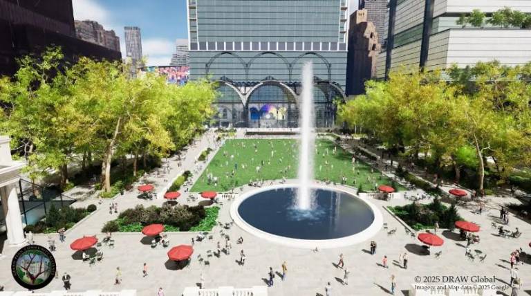 One early artist rendition from the Grand Penn Partnership featured a park- like setting outside a new Penn Station that did not have Madison Square Garden atop the nation’s busiest rail terminal. But Amtrak imposed a blackout on releasing any new proposals.