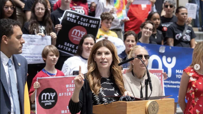 New City Council Speaker addressed the issue on the funding of Manhattan Youth with city council members Chris Marte (left) and Gale Brewer (right) supporting the move.