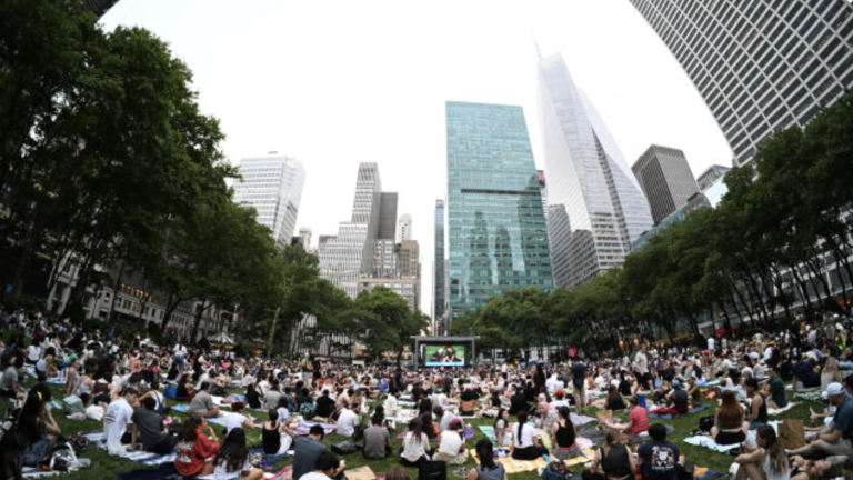 Summer movie nights have returned to the parks of NYC, with Bryant Park opening its lawn July 13 for a screening of “Wayne’s World.”