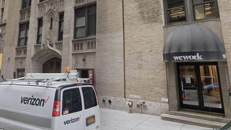 At left: entrance to Nebula nightclub, 135 W. 41st St., near the site of the fire attack of March 16, 2025.