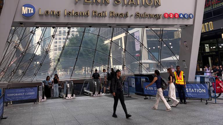 Penn Station entrance on 33rd Street, aka Plaza33, adjacent Madison Square Garden.