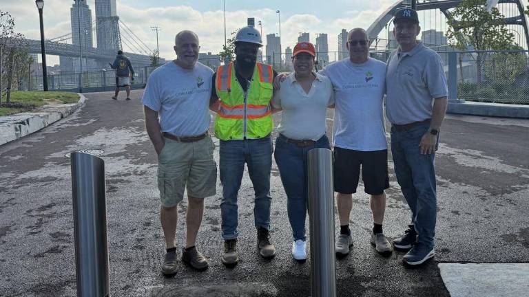 A small celebration for Corlears Hook Park bridge opening, Sept. 5, 2025.