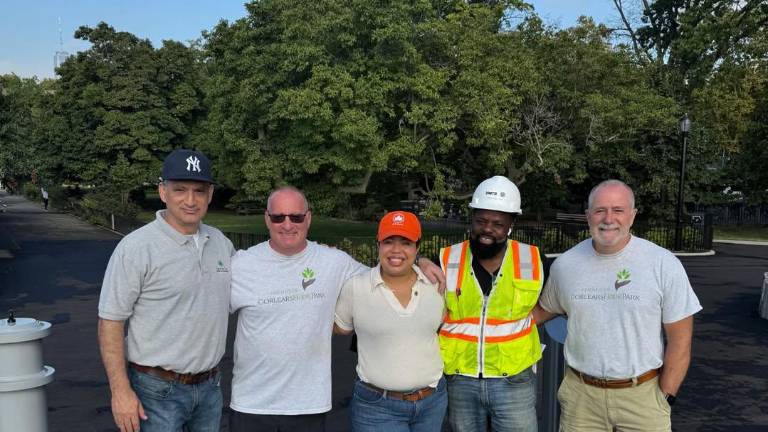 A small celebration for Corlears Hook Park bridge opening, Sept. 5, 2025.