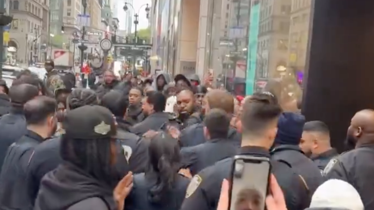 A tussle broke out in front of the Vans store during a special sneaker drop on the morning of April 30, with two people arrested and given summonses for disorderly conduct.
