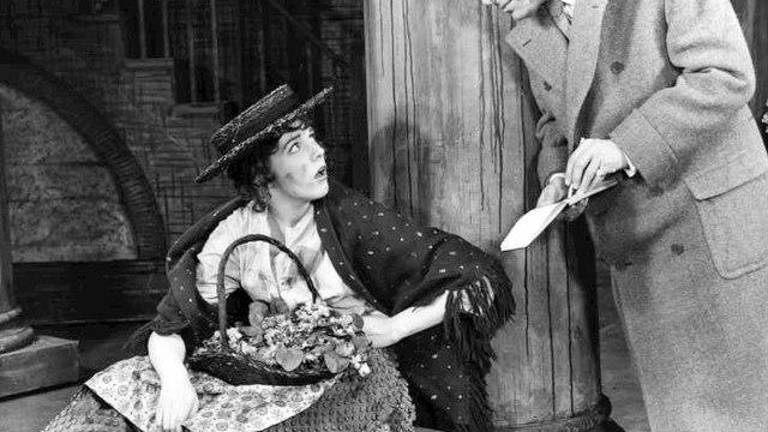 Julie Andrews, as Eliza Doolittle, and Rex Harrison, as Professor Henry Higgins, in the 1957 Broadway production of “My Fair Lady.”