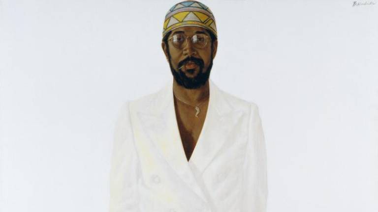 “Slick” is a self portrait by Barkley L. Hendricks that is one of the paintings featured in the Frick’s first ever solo exhibition of an artist of color. Photo: Courtesy American Academy and Institute of Arts and Letters.