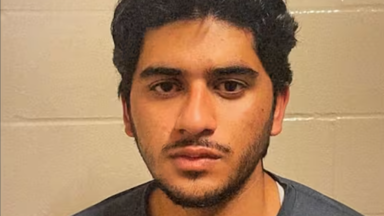 Suspect Muhammad Shahzeb Khan after his arrest in Ormstown, Quebec, on Sept. 4, 2024.