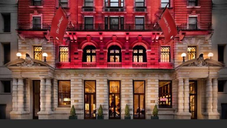 The landmarked Redbury Hotel, once one of the more prestigious small hotels in Manhattan, was converted to a migrant shelter in August, 2023.