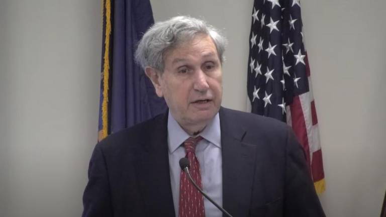 Carl Weisbrod, chair of the MTA’s Traffic Mobility Board, helms a Nov. 30 briefing on the toll rate recommendations the board has arrived at for congestion pricing.
